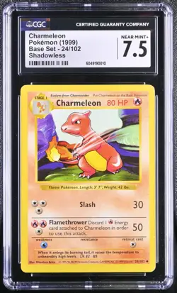 Charmeleon Base Set Shadowless CGC 7.5 24/102 Pokemon 1999 - Image 1