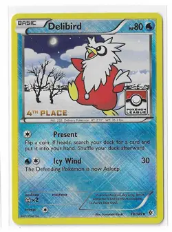 Pokemon Card Delibird 38/149 4th Place Crosshatch Holo Pokemon League NM - Image 1