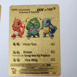Custom Gold Pokemon Card - Charmander Bulbasaur Squirtle GX Replica Collectible - Image 1