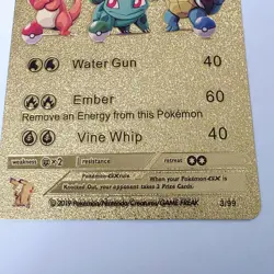 Custom Gold Pokemon Card - Charmander Bulbasaur Squirtle GX Replica Collectible - Image 2