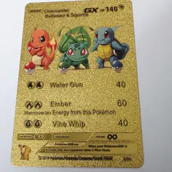 Custom Gold Pokemon Card - Charmander Bulbasaur Squirtle GX Replica Collectible - Image 4