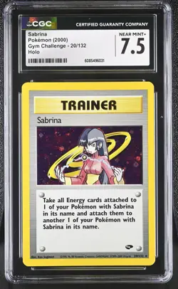 CGC 7.5 Sabrina 2000 Gym Challenge 20/132 Holo Pokemon Card - Image 1