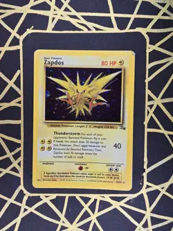 🔥 Zapdos 15/62 🔥 Original Holo Rare Fossil Set Pokemon Card WOTC TCG 1999 - Image 1