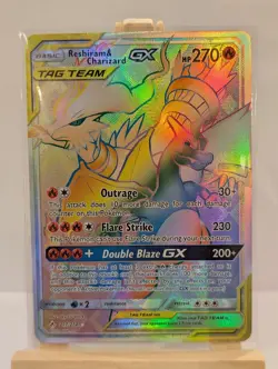 Custom Fan Art Reshiram & Charizard GX High Quality Custom Card Tag Team Colour - Image 2