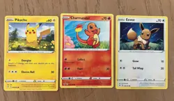 Nintendo Pokemon Charmander 2020, Eevee 2020, Pikachu 2021 Pokemon 3 Card Lot - Image 1