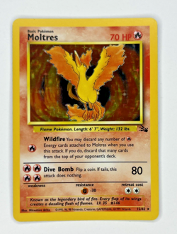 Pokemon TCG Moltres Holo Rare Card 12/62 Fossil Set 1999 Vintage - Image 1
