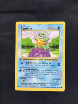 Pokemon Cards: Base Set 1st Edition Common: Squirtle 63/102 - Image 1