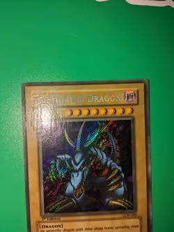 Yu-Gi-Oh! TCG Tri-Horned Dragon LOB-000 1st Edition Near Mint Secret Rare card - Image 3