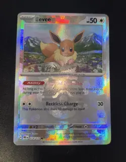 Pokemon Prismatic Evolutions Eevee Masterball Reverse Holo Card 074/131 - Image 1