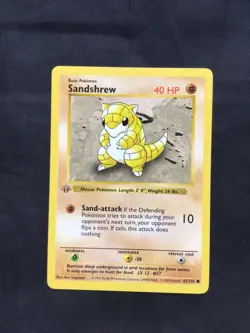 Pokemon Cards: Base Set 1st Edition Common: Sandshrew 62/102 - Image 1