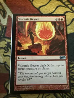 Mtg Magic M13 Volcanic Geyser Miscut Sheet Edge Rainbow Back Misprint Error Card - Image 1