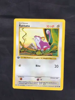 Pokemon Cards: Base Set 1st Edition Common: Rattata 61/102 - Image 1