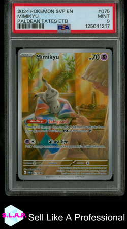 MIMIKYU PALDEAN FATES ETB POKEMON SVP EN-SV BLACK STAR PROMO 2024 075 PSA 9 - Image 1