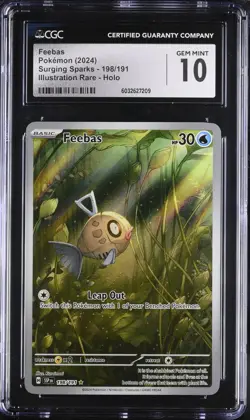 CGC 10 GEM MINT Surging Sparks 198/191 Feebas Illustration Rare Holo Pokemon - Image 1