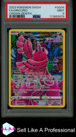 FA/ORICORIO CROWN ZENITH POKEMON SWORD AND SHIELD CROWN ZENITH 2023 GG04 PSA 9 - Image 1