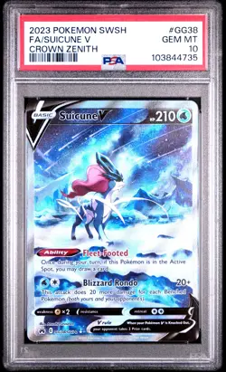 2023 POKEMON SWORD & SHIELD CROWN ZENITH #GG38 FULL ART/SUICUNE V PSA 10 - Image 1