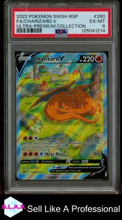 FA/CHARIZARD V ULTRA-PREMIUM COLLECTION POKEMON SWSH BLCK STR PRM 2022 260 PSA 6 - Image 1