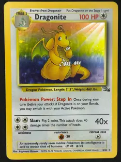 Pokemon Dragonite 4/62 - Fossil Unlimited Holo Rare - Pokemon TCG - ⭐ LP ⭐ - Image 1