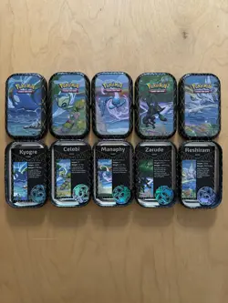 Pokemon Shining Fates Mini Tins Lot - 36 x EMPTY Tins & some Art Cards & Coins - Image 2