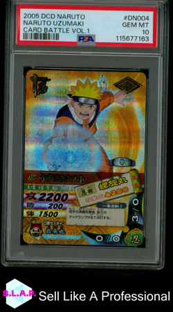NARUTO UZUMAKI DATA CARDDASS NARUTO ULTIMATE CARD BATTLE VOL.1 2005 DN004 PSA 10 - Image 1