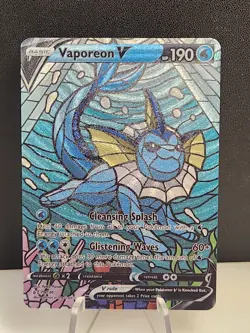 Vaporeon CUSTOM Stained Glass Holo Van Gogh Shiny Unbranded Card Display Only - Image 1
