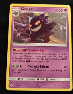 Gengar 70/214 Sm-Unbroken Bonds Regular Rare Pokemon card Heavily played - Image 1