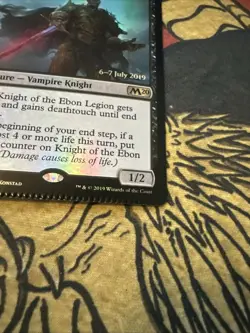 Mtg Magic Prerelease M20 Knight If The Ebon Legion Crimp Misprint Error Card - Image 3