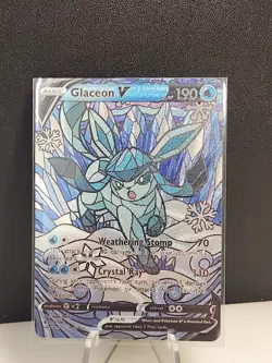Glaceon CUSTOM Stained Glass Holo Van Gogh Shiny Unbranded Card For Display Only - Image 2