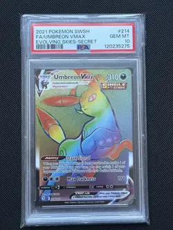 PSA 10 Evolving Skies Umbreon VMAX Rainbow Secret Rare Pokemon Card 214/203 - Image 1