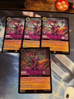 Disney Lorcana Jafar Striking Illusionist set 4X Cards, 3 Non-Foil And 1 Foil - Image 1