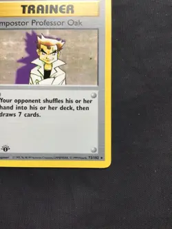 Pokemon Cards: Base Set 1st Edition Rare: Impostor Professor Oak 73/102 - Image 4