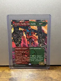 MTG, Scarlet Spider, Ben Reilly FOIL (Borderless) 214 NM Marvel's Spider-Man - Image 1