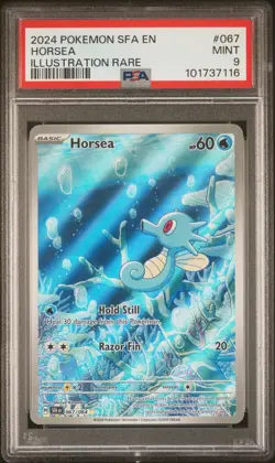 2024 POKEMON SFA EN-SHROUDED FABLE ILLUSTRATION RARE #067 HORSEA PSA 9 - Image 1