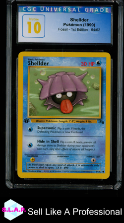SHELLDER FOSSIL - 1ST EDITION 54/62 POKEMON CGC 10 - Image 1