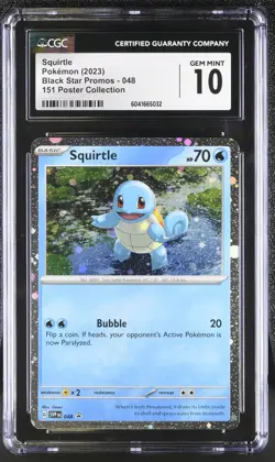 2023 POKEMON SVP EN-SV BLACK STAR PROMO 151 POSTER COLL #048 SQUIRTLE CGC 10 - Image 1