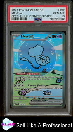 MEW EX SPECI4L ILL RARE POKEMON GER PAF DE-PALDEAN FATES 2024 232 PSA 10 - Image 1