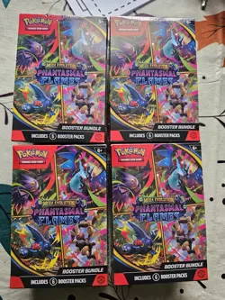 Pokemon TCG Mega Evolution Phantasmal Flames Booster Bundles New Sealed 4 Packs - Image 1