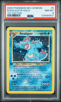 2000 POKEMON NEO GENESIS 1ST ED #5 FERALIGATR-HOLO PSA 8 - Image 1