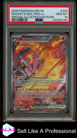 ROCKET'S MOLTRES EX SPECI4L ILL RARE POKEMON GER DESTINED RIVALS 2025 229 PSA 10 - Image 1