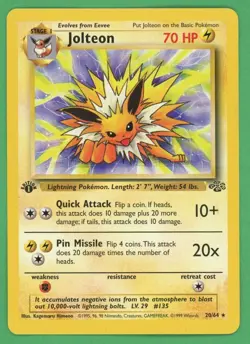 Jolteon Pokemon Jungle1ST Edition Non-Holo Rare 20/64 - Image 1