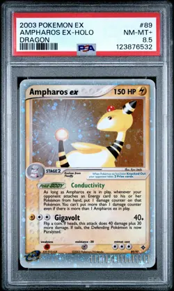 2003 POKEMON EX DRAGON #89 AMPHAROS EX-HOLO PSA 8.5 - Image 1