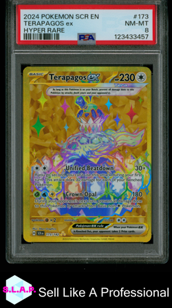 TERAPAGOS EX HYPER RARE POKEMON SCR EN-STELLAR CROWN 2024 173 PSA 8 - Image 1