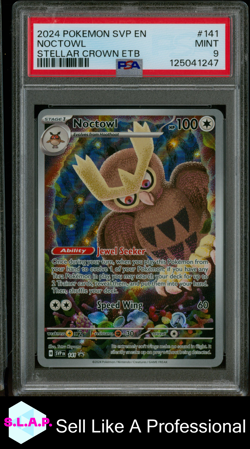 NOCTOWL STELLAR CROWN ETB POKEMON SVP EN-SV BLACK STAR PROMO 2024 141 PSA 9 - Image 1