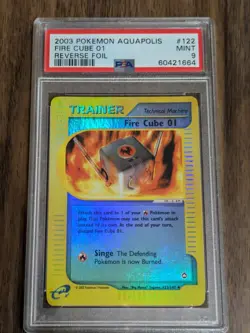#122 2003 Pokemon Aquapolis Fire Cube 01 Reverse Foil PSA 9 - Image 1