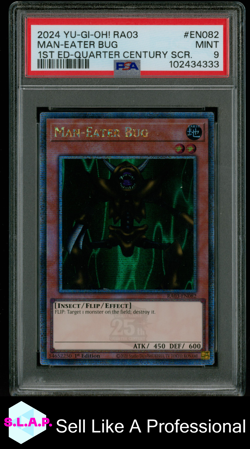 MAN-EATER BUG 1ST ED-QUARTER CENTURY SCR. YU-GI-OH! RA03 2024 EN082 PSA 9 - Image 1