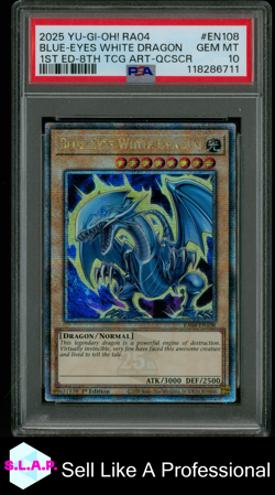 BLUE-EYES WHITE DRAGON 1ST ED-8TH TCG ART-QCSCR YU-GI-OH! RA04 2025 EN108 PSA 10 - Image 1