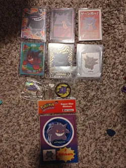 Pokemon Gengar Card And Sticker Lot W/ Empty Gengar Tin - Image 1
