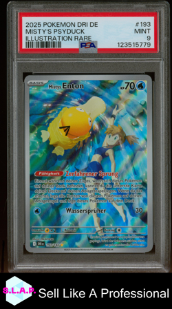 MISTY'S PSYDUCK ILL RARE POKEMON GER DRI DE-DESTINED RIVALS 2025 193 PSA 9 - Image 1