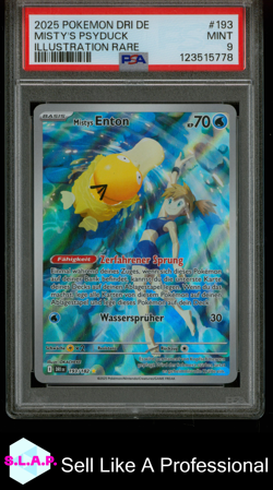 MISTY'S PSYDUCK ILL RARE POKEMON GER DRI DE-DESTINED RIVALS 2025 193 PSA 9 - Image 1