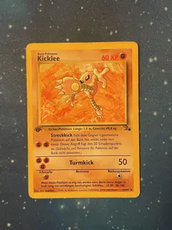 2000 Pokemon KICKLEE 1ST EDITION Fossil 22/62 Rare DEUTSCH Low Played Sugimori - Image 1